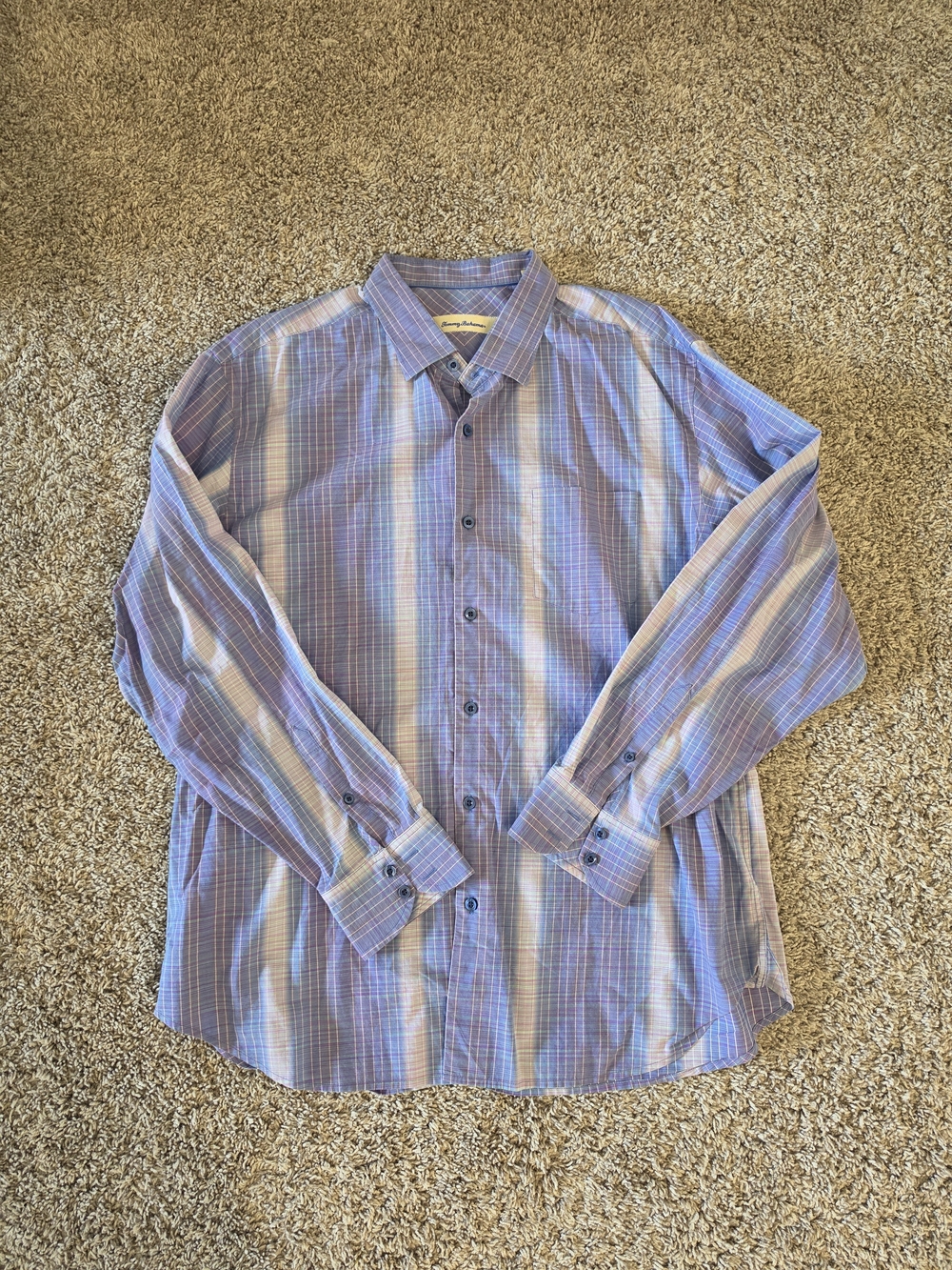 Tommy Bahama Lavender and Light Blue Plaid Button-Up Shirt
